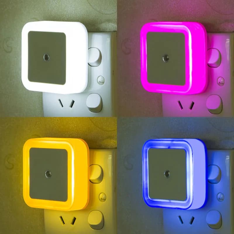 Mini veilleuse LED prise ue/US/UK capteur de lumière forme carrée lampe de nuit pour chambre d'enfan
