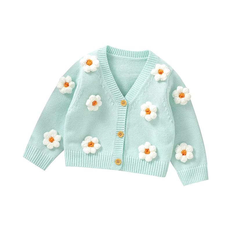 Cardigan tricoté en acrylique pour bébés filles de 6 à 36 mois, doux, manches longues, col en v, sim