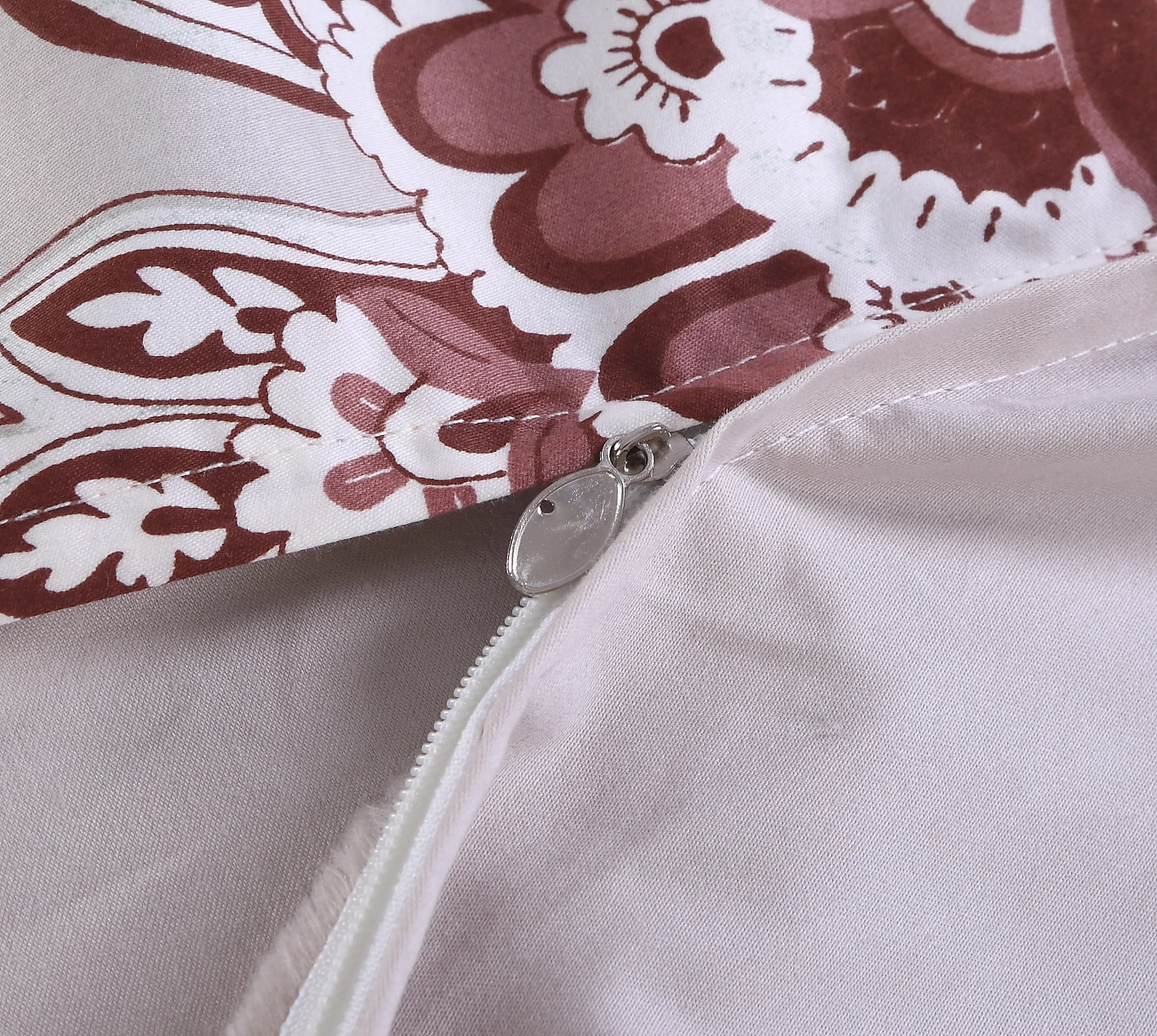 Ensemble de housse de couette 3 pièces 600TC 100% coton égyptien, Vintage rouge foncé Boho damassé F