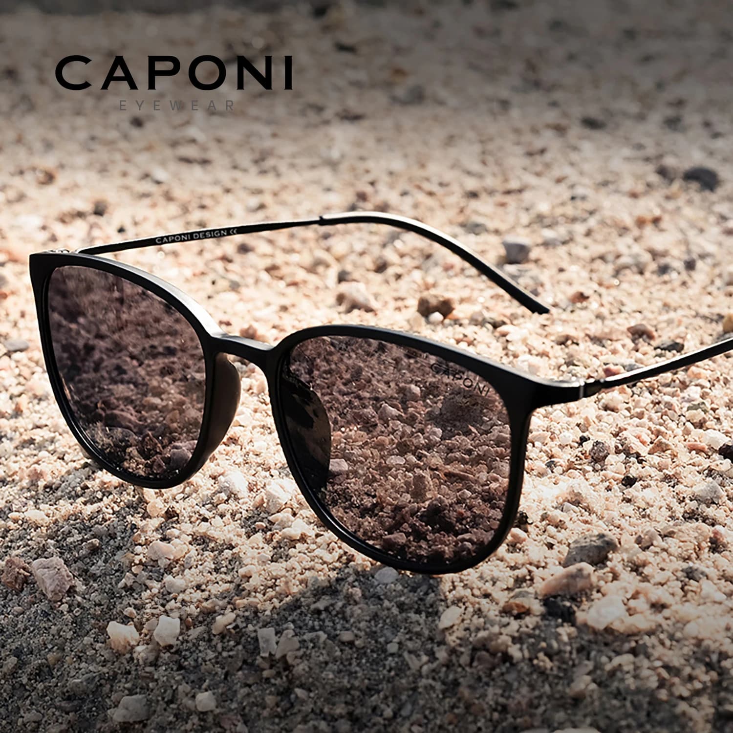 CAPONI ovale hommes lunettes de soleil photochromiques lunettes de soleil polarisées pour hommes pro