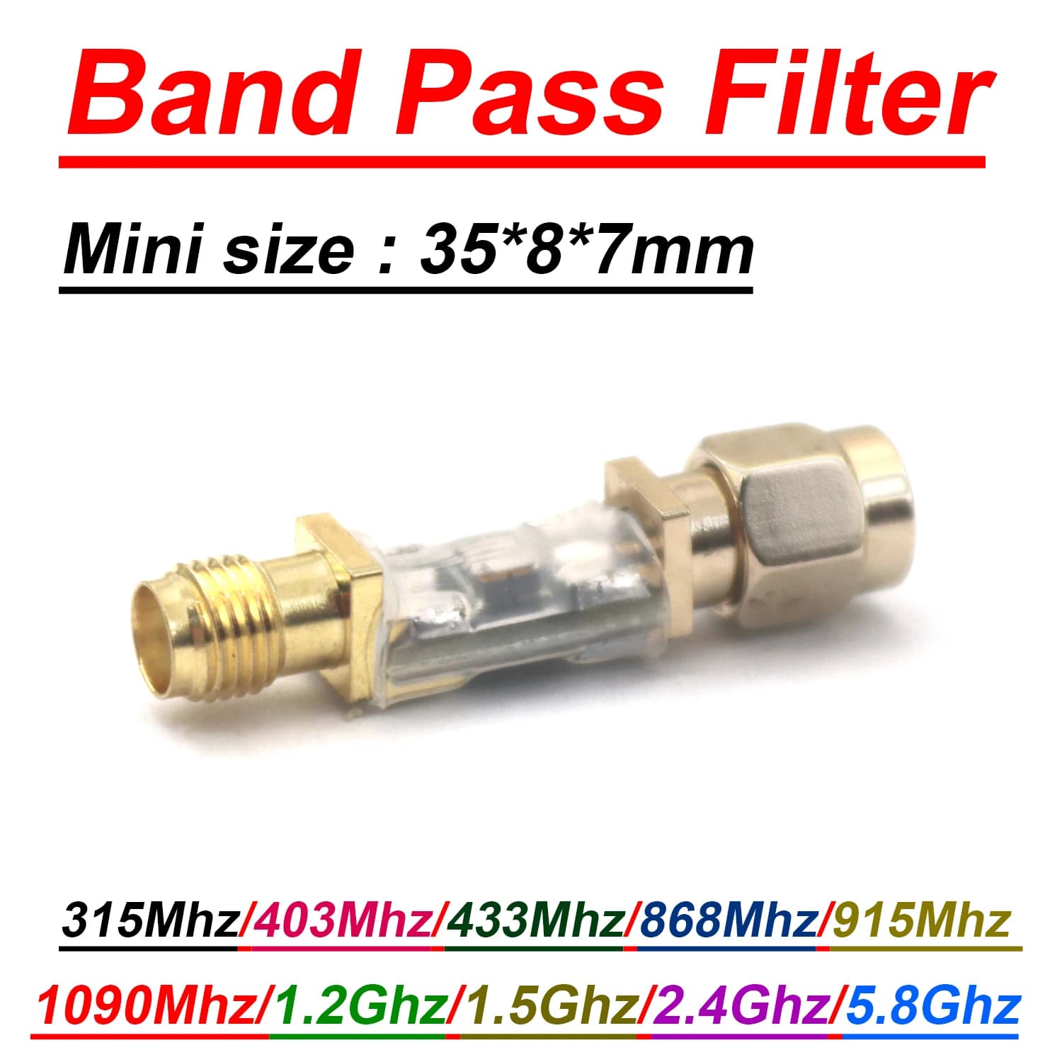 Mini filtre passe-bande RF Bdissolve, 433Mhz, 868Mhz, 915Mhz, 1090M, 1.2 mesurz, 1.5 mesurz, 2.4 mes