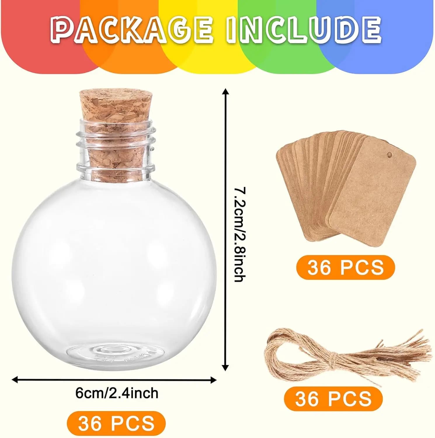 Bouteilles sphériques en plastique pour potions, bouteilles rondes en forme de boule, 3,4 oz, boutei