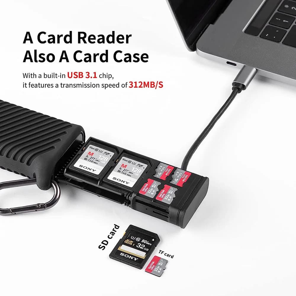 PGYTECH CreateMate lecteur de carte haute vitesse et boîtier SD TF SIM double emplacement transfert 