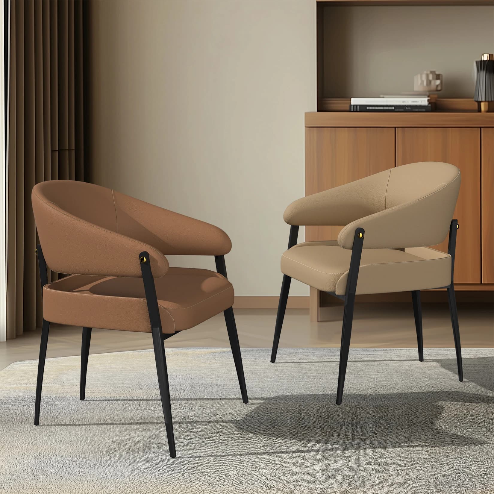 Lot de 2 chaises de salle à manger en cuir microcarence, siège de luxe pour restaurant, hôtel et bur