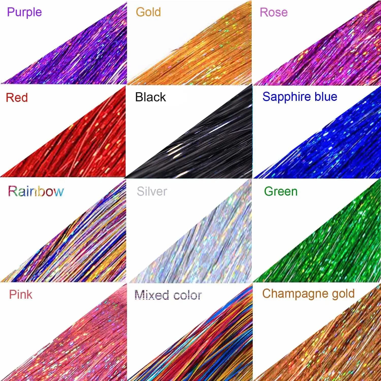6 pièces pince à cheveux en 23.6 pouces paillettes synthétique pince à cheveux en cheveux Kit de gui