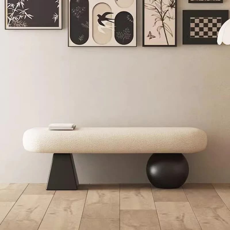 ‌ Banc d'entrée nordique en bois massif ‌   - Tabouret de salon multifonctionnel, pouf de chevet des