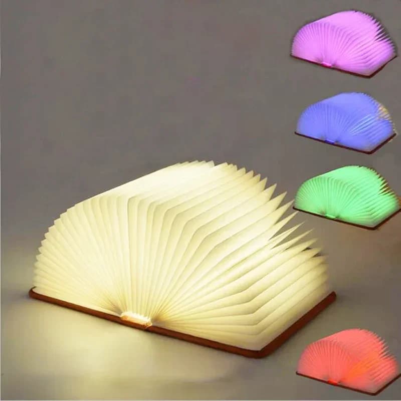 3D pliant créatif LED veilleuse RGB couleur USB Recharge en bois livre lumière décor chambre bureau 