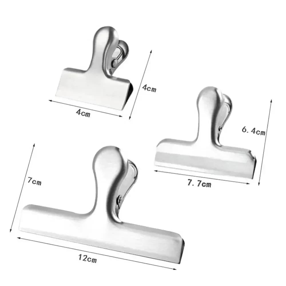 Clips de sac en acier inoxydable pour aliments, métal argenté, pinces alimentaires, pinces à papier 