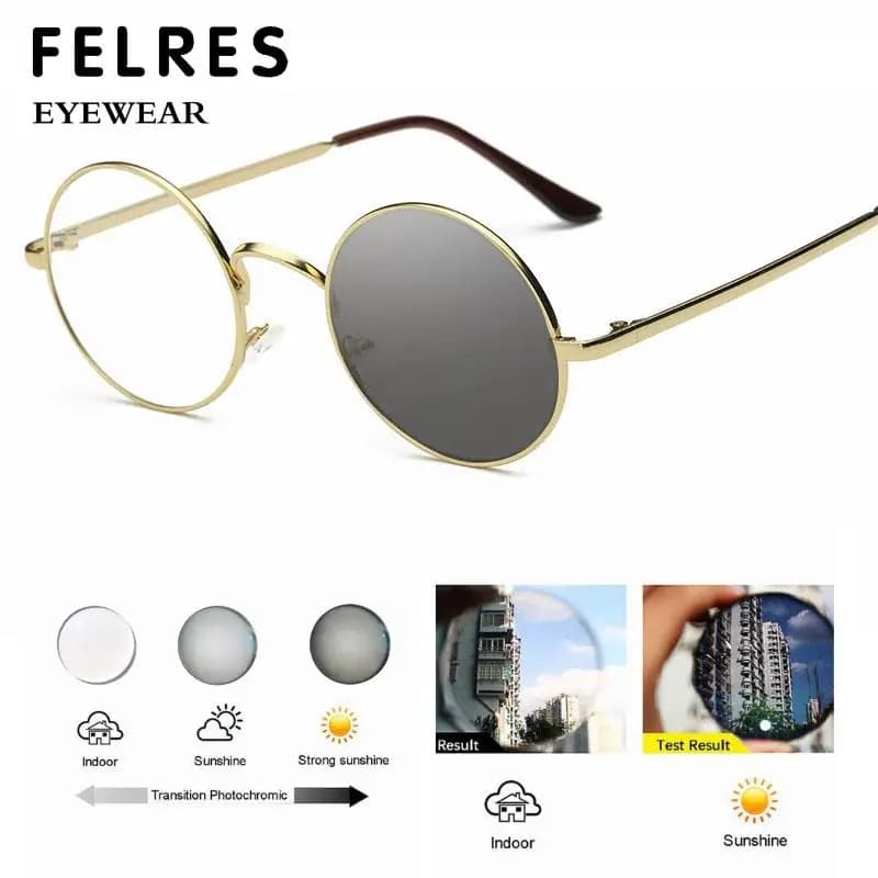 Lunettes de lecture photochromiques rondes en métal pour hommes et femmes, lunettes presbytes finies