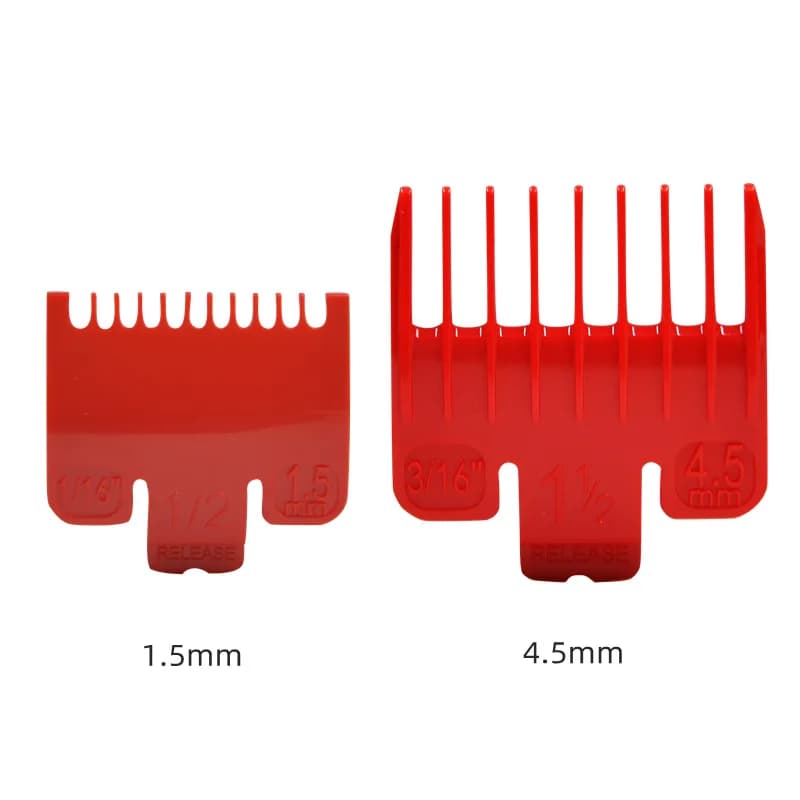 Kemei peignes guides 1.5 4.5mm, 2 pièces, rouge Guide de coupe professionnel limite de tondeuse à ch