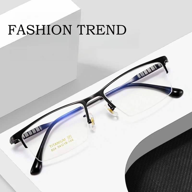 YIMARUILI-Lunettes optiques carrées ultra-légères pour hommes, demi-monture, titane pur, rétro, affa
