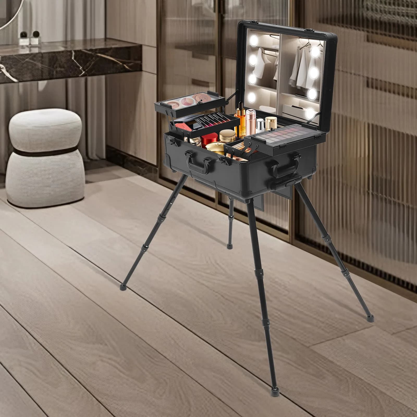 Nouvelle trousse de maquillage multifonctionnelle avec miroir, table de maquillage, étagères profess
