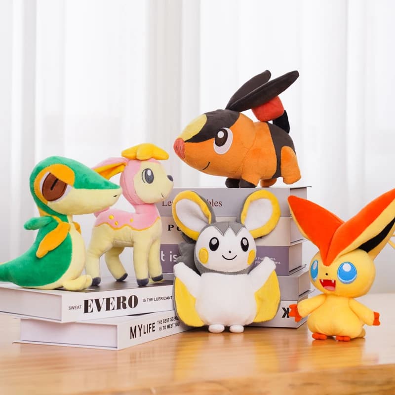 Jouets en peluche Pokemon, 41 styles, Victini Tepig Deerling Nivy Emolga, Machine à griffes Kawaii, 