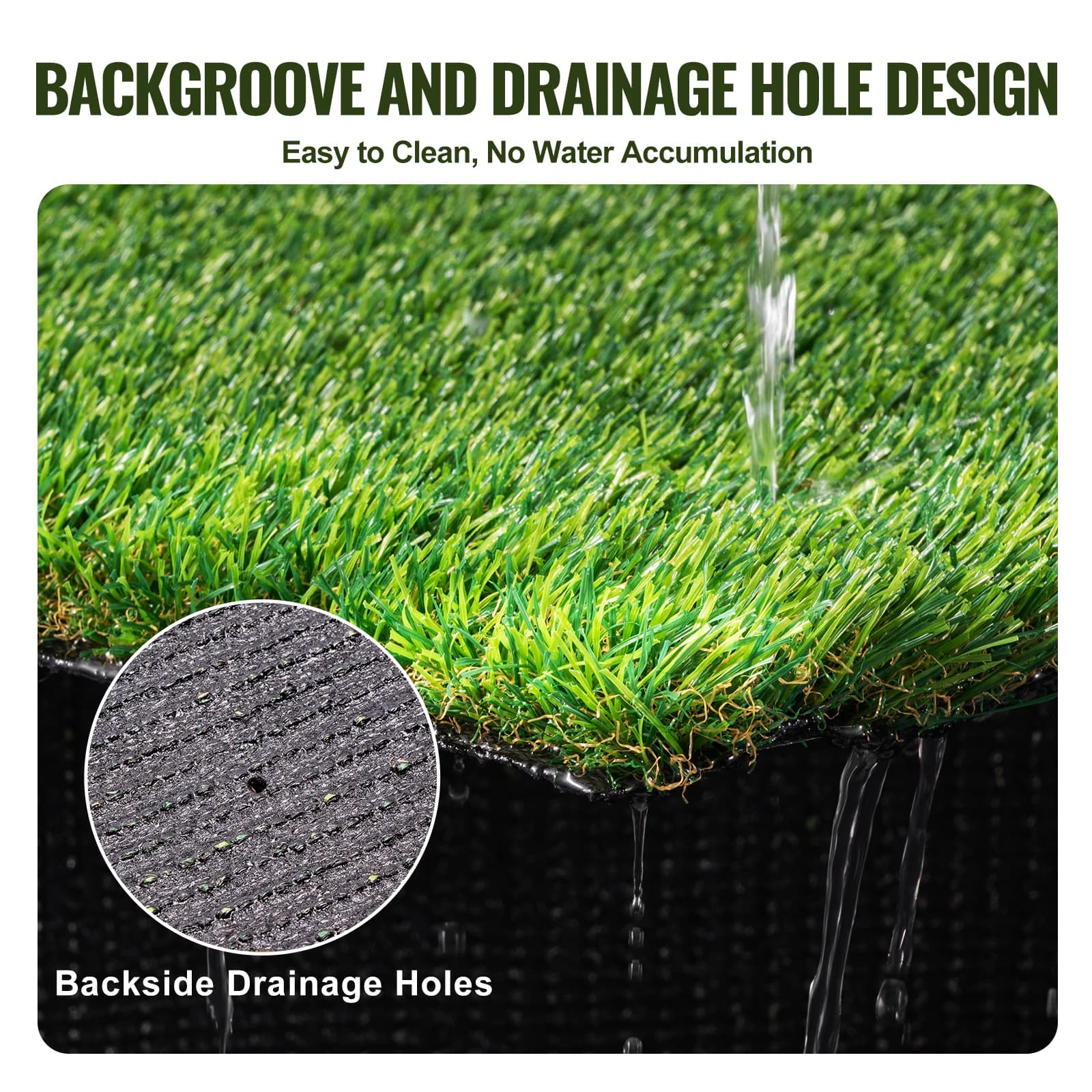SucceBuy Tapis d'herbe artificielle Gazon vert 1.38/1.57" Faux tapis de porte Décoration extérieure 