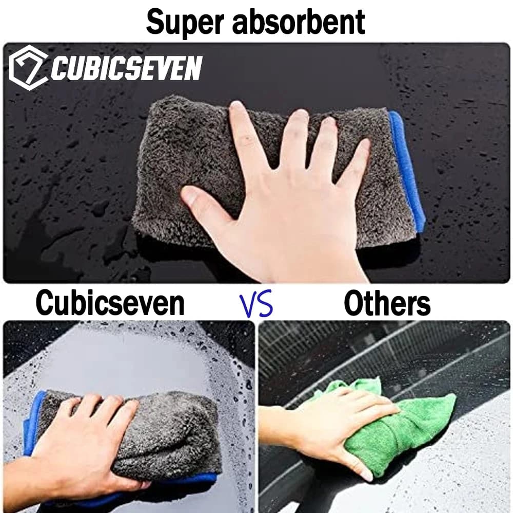 Cubicseven-Serviette de Lavage en Microcarence pour Voiture, Double Couche, Super Absorbante, Fourni