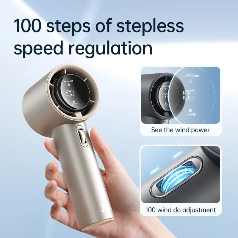 JISULIFE Mini ventilateur portatif, 100 vitesses de vent, batterie USB 5000 mAh rechargeable, affich