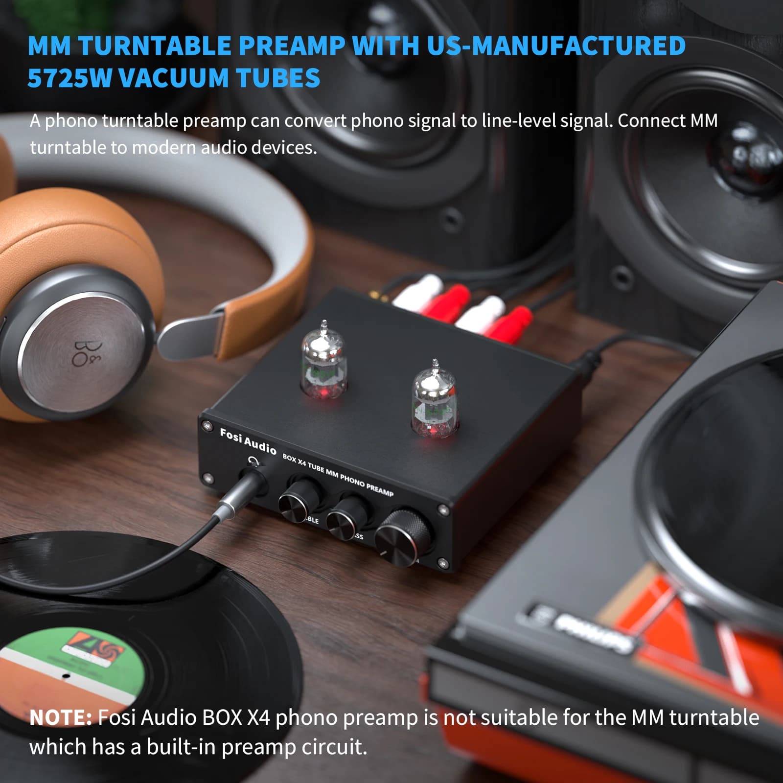 Préamplificateur phono Hifi Fosi Audio BOX X4 pour tourne-disque avec amplificateur à tubes
