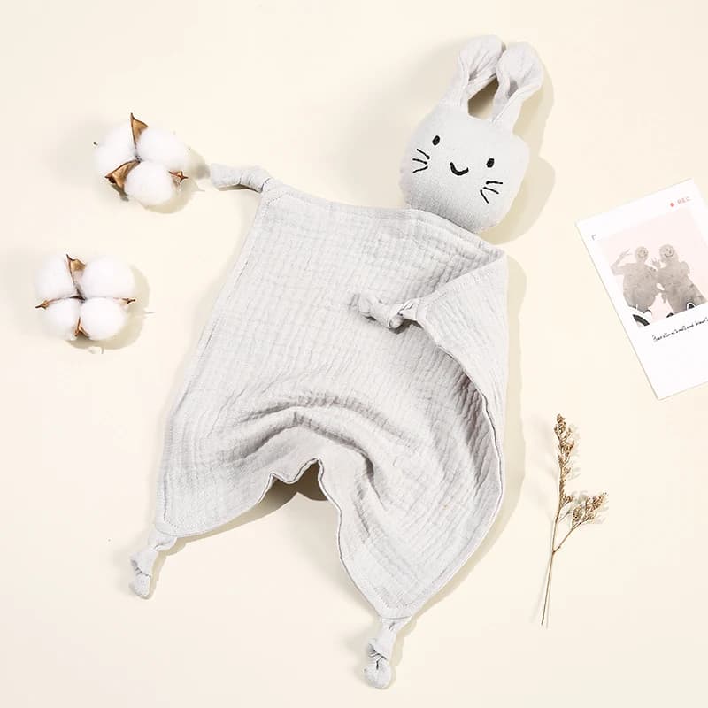 Couverture confortable en mousseline de coton pour bébé, poupée de chat mignon pour nourrissons, ser