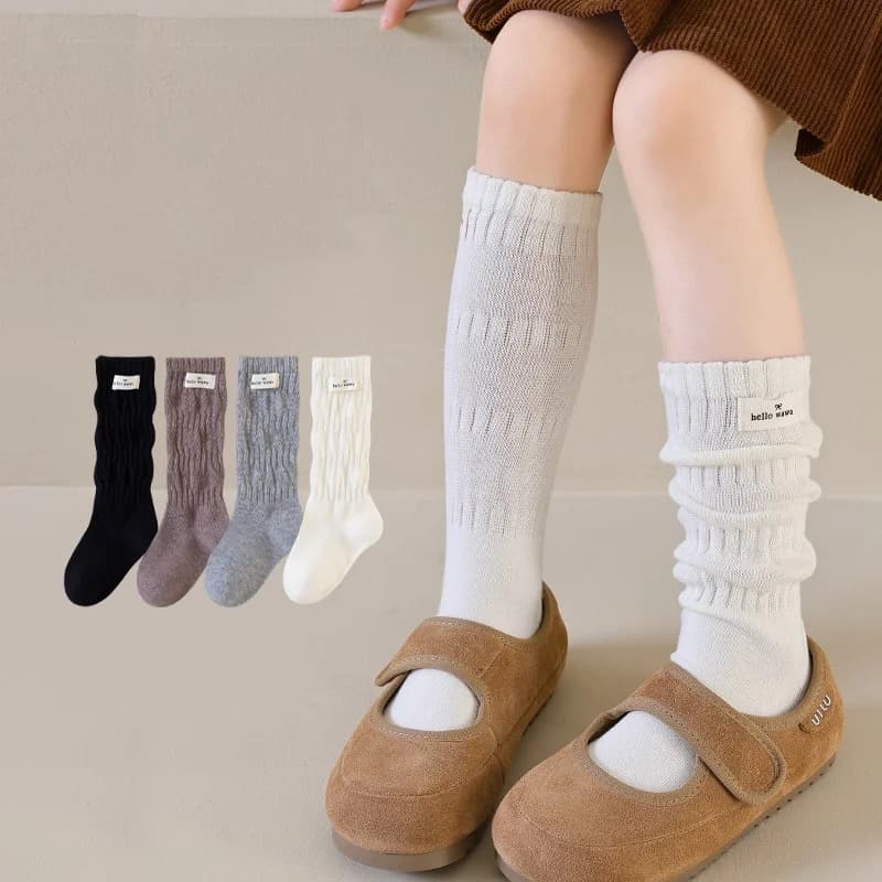 Chaussettes longues pour filles, printemps automne, nouvelles chaussettes en coton pour enfants, cha