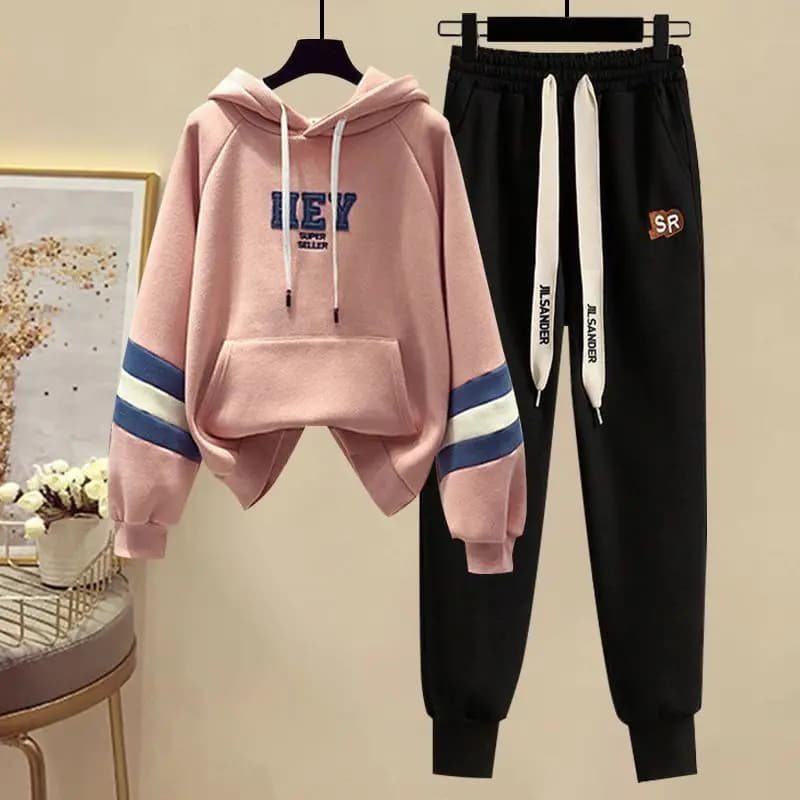 Ensemble de sport pour femmes, nouvelle Version coréenne, blocage de couleur, haut à capuche, pantal
