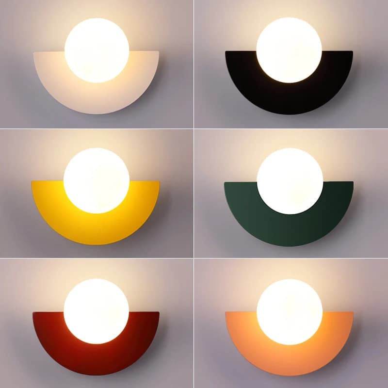 Mur LED lampe nordique en fer forgé chambre chevet applique murale Simple coloré boule en plastique 