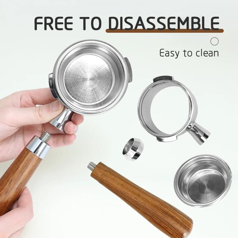 Porte-filtre à café 58mm, porte-filtre sans fond pour Gaggia, manche classique en bois massif, outil
