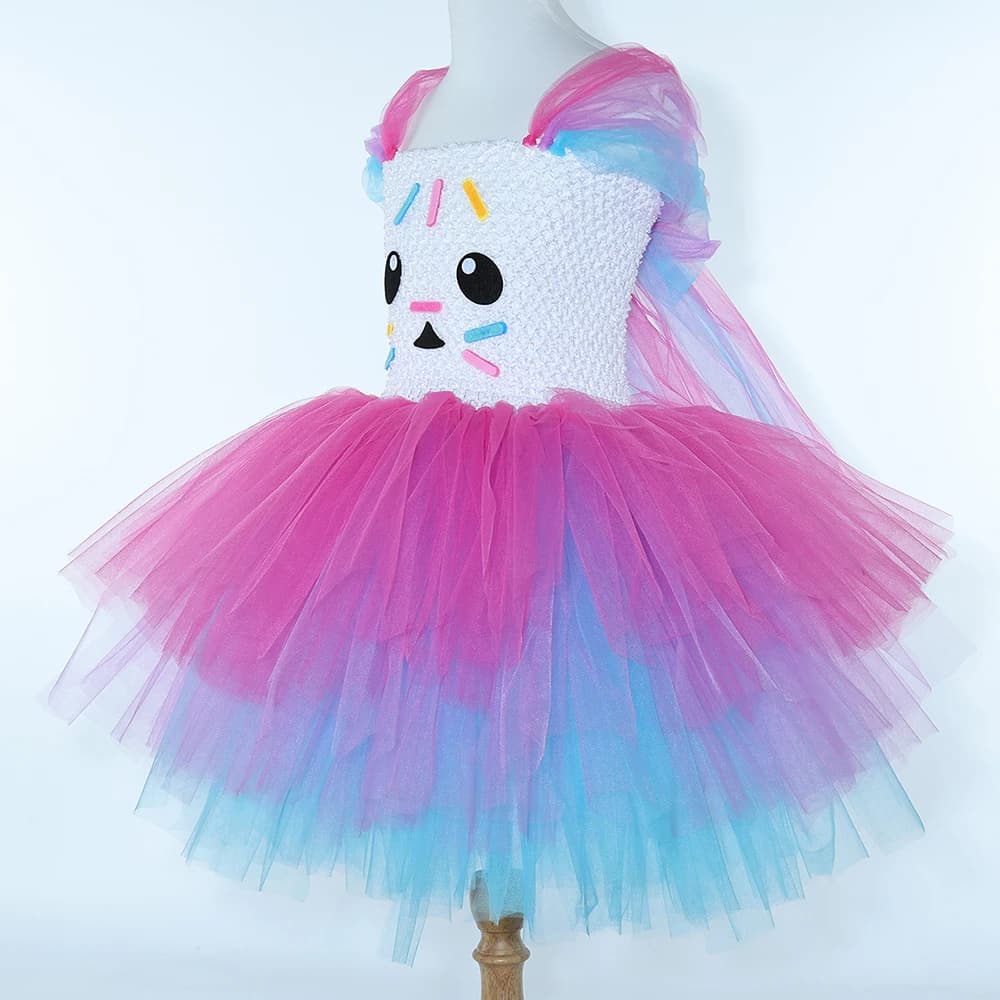 Gabby Costume de maison de poupée pour filles dessin animé gâteau chat Tutu robe de princesse 3 couc