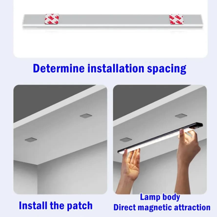 HHLZYH capteur de mouvement sous armoire LED veilleuse USB Rechargeable placard lumière cuisine cham
