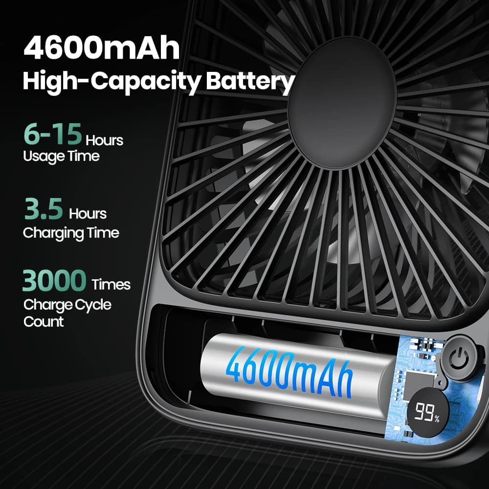 TOPK ventilateur Portable Rechargeable Mini ventilateur électrique pour le Camping, batterie 4600 ma