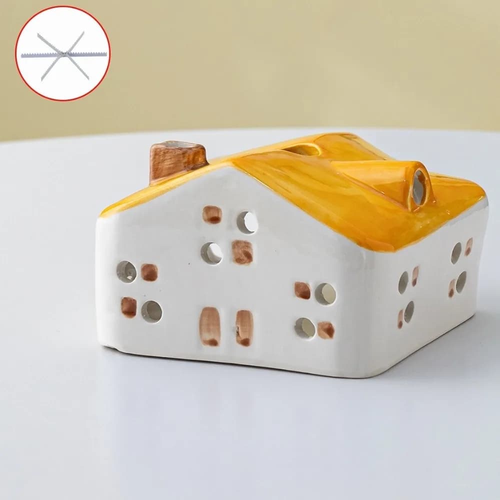 Brûleur d'encens en céramique en forme de maison, fait main, rétro, en porcelaine, brûleur d'aromath
