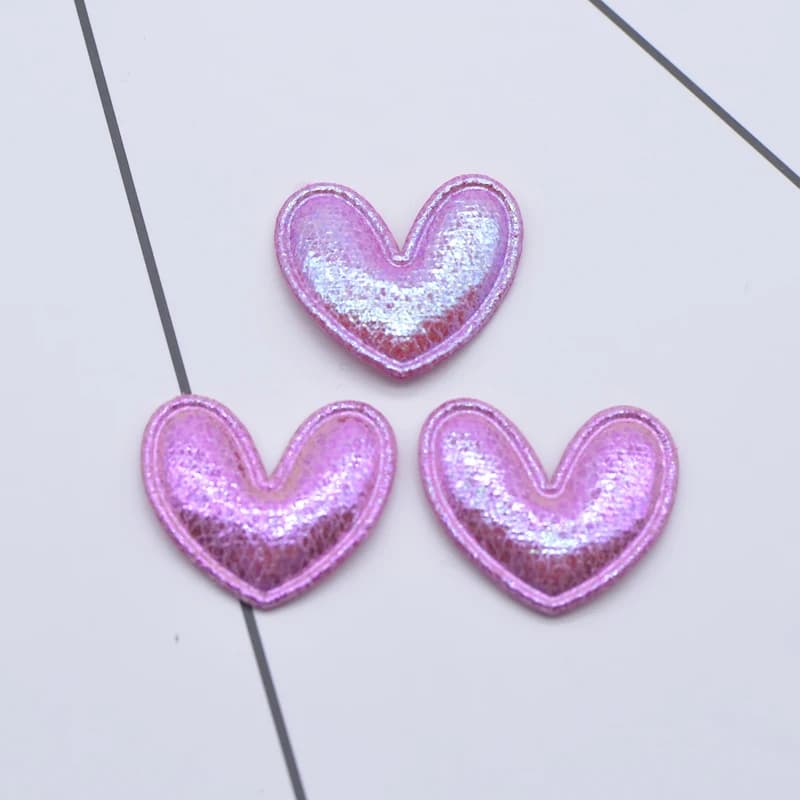 100 pièces de patchs en cuir brillant rembourrés en forme de cœur de 25*22mm, appliques pour vêtemen