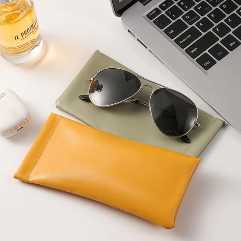Étui à lunettes de soleil à fermeture automatique, 2 pièces, sac de rangement de lunettes en cuir PU