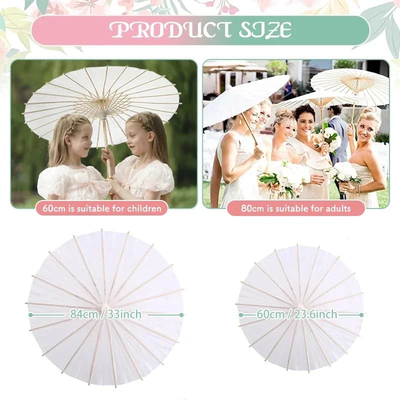 Parasols blancs en papier chinois 80CM/60CM, 10/20/30 pièces, pour mariage et accessoires photo de m