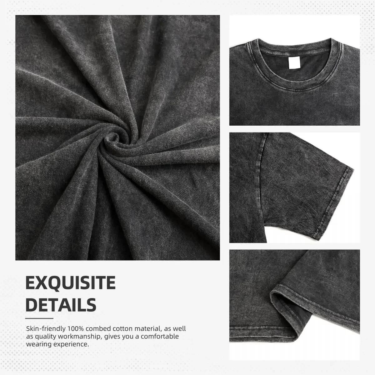 T-shirt unisexe oversize en coton, style streetwear, imprimé manga invincible américain, effet délav