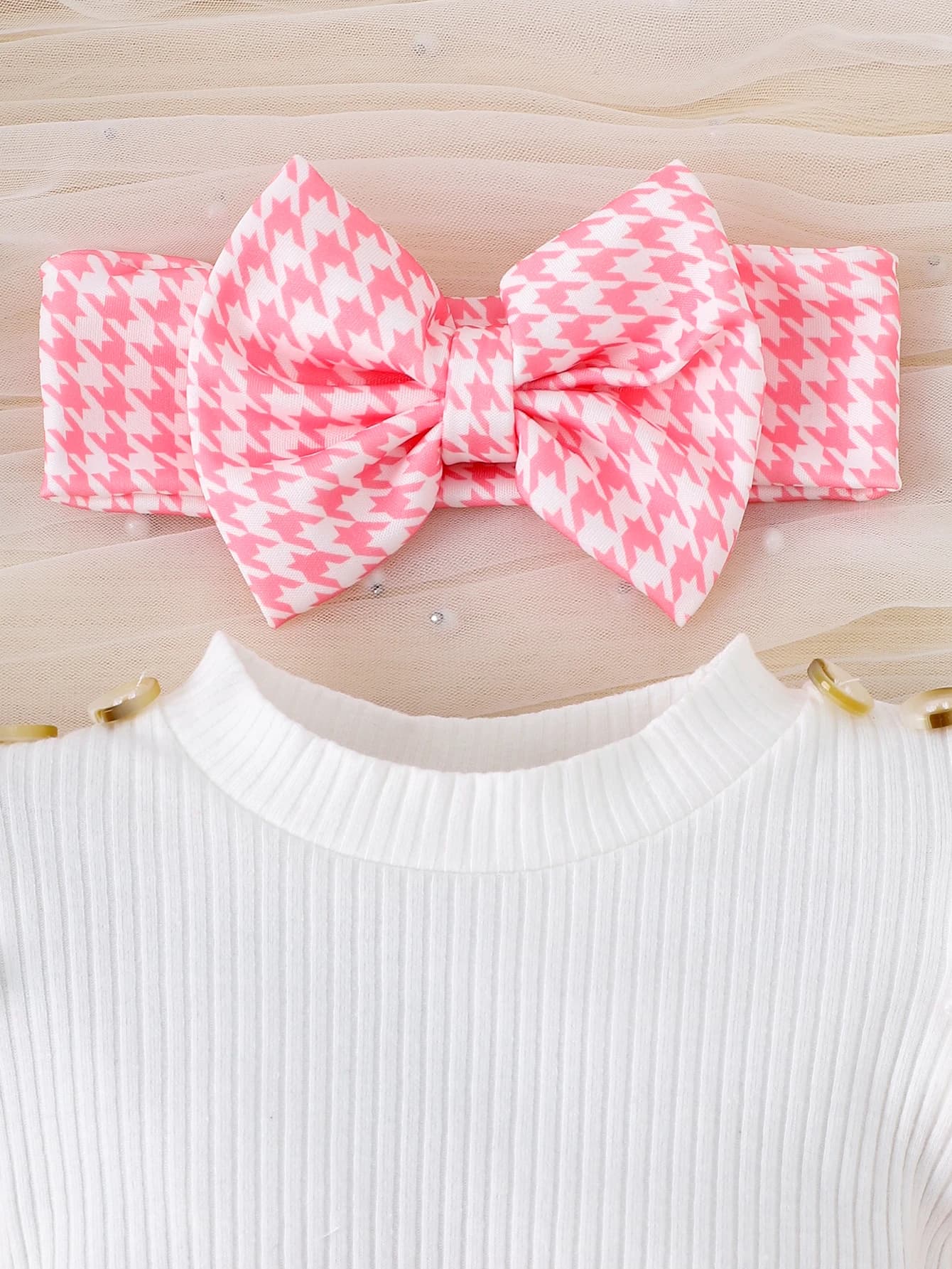 Robe pied-de-poule à manches courtes pour filles de 0 à 1 ans, 3 pièces, nouveau style, douce et rav