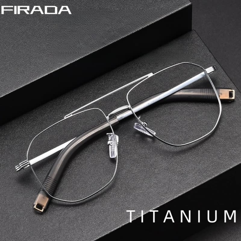 FIRADA mode Double faisceau lunettes Vintage luxe pur titane lunettes optique Prescription Ewewear c