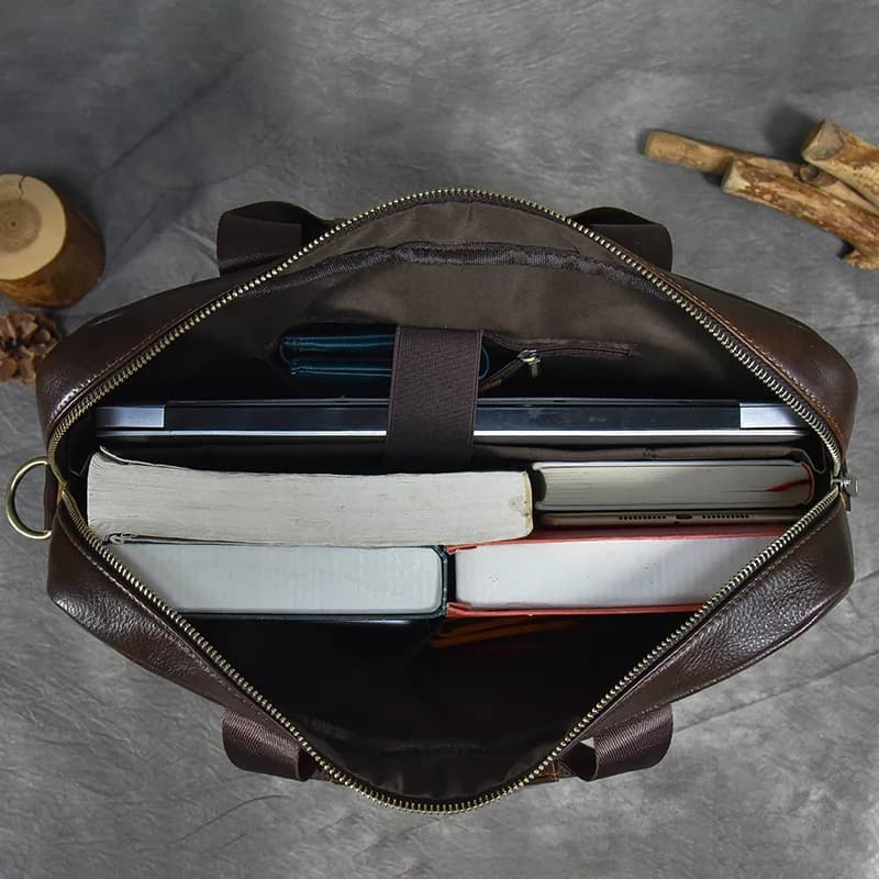 Sac pour ordinateur portable en cuir véritable pour homme, sac d'affaires, étuis à bombes pour homme