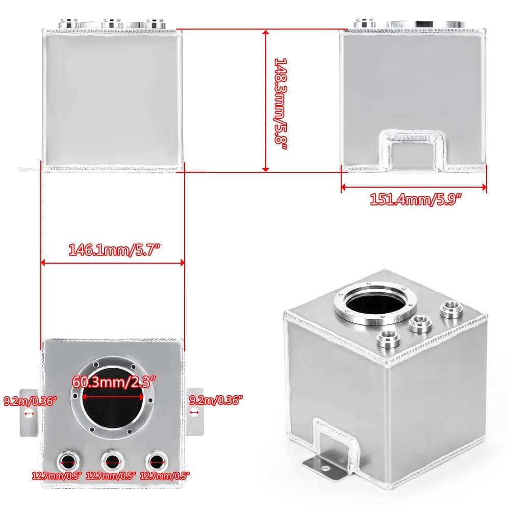 LZONE - Réservoir de surtension de carburant en aluminium BILLET 2L / Réservoir de surtension AN6 AV