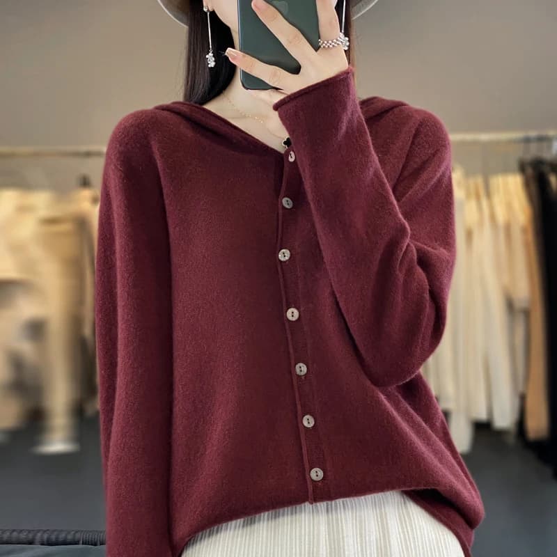 Pull cardigan en laine à capuche pour femmes, haut à manches longues, style coréen, nouveau, vestes,