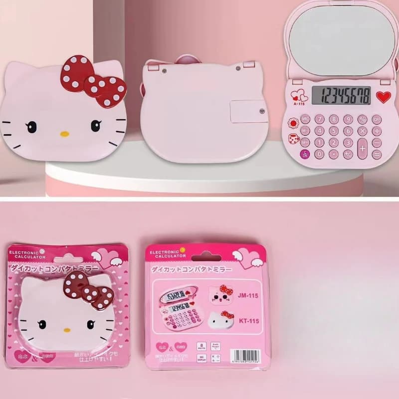 Calculatrice créative pour chaton, personnalité tendance, Style Girly mignon, miroir à rabat Portabl