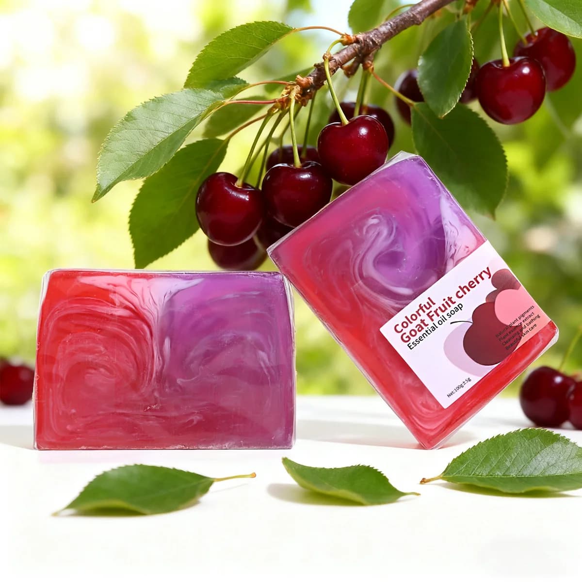 Savon biologique fait à la main aux fruits et cerises, Essence de cerise naturelle, nourrit la peau,