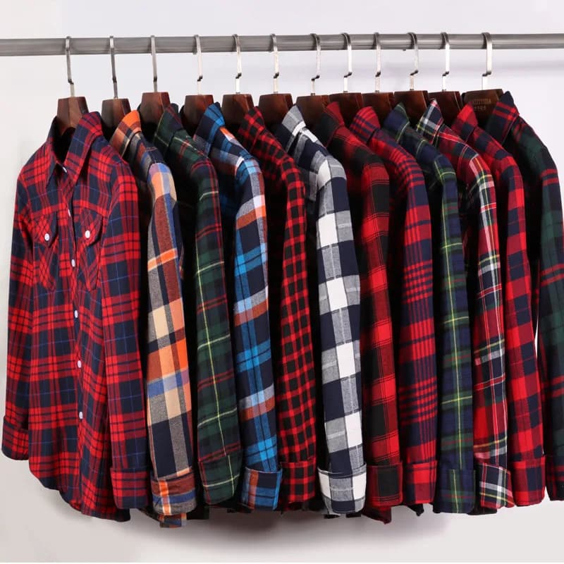 Nouvelles chemises à carreaux pour femmes M-5XL chemisier en coton pour femmes à manches longues che