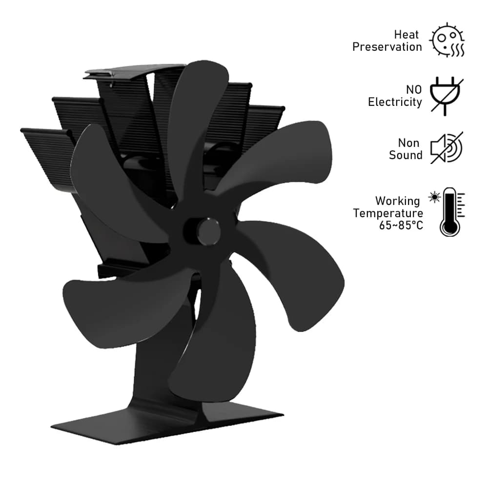 Ventilateur de cheminée à 6 branches, poêle à bois 62, poêle à bûches, poêle à bois, chauffage au bo