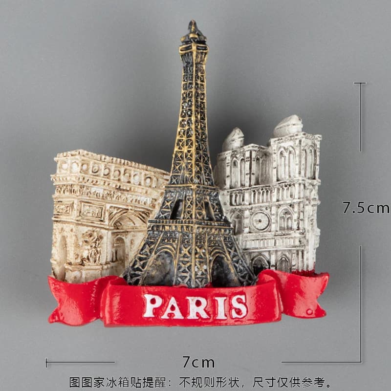 Aimants de réfrigérateur 3D en résine du Louvre en France, autocollants magnétiques, souvenir de la 