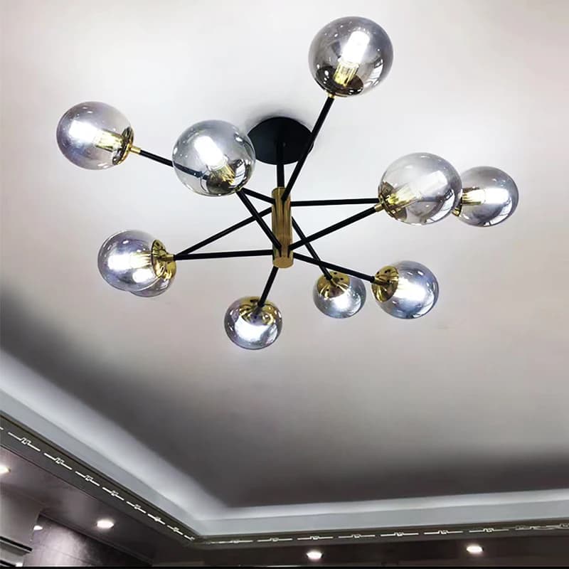 Lustre boule de verre moderne nordique Led boule ronde pendentif lumières intérieur noir rétro Vinta