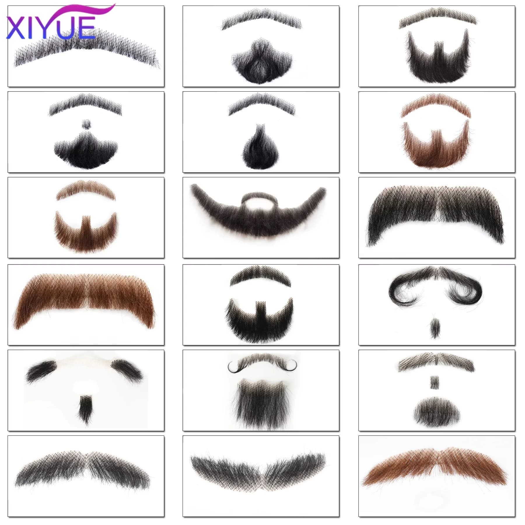 XIYUE barbe en dentelle synthétique fausse moustache pour hommes moustache faite à la main par des v