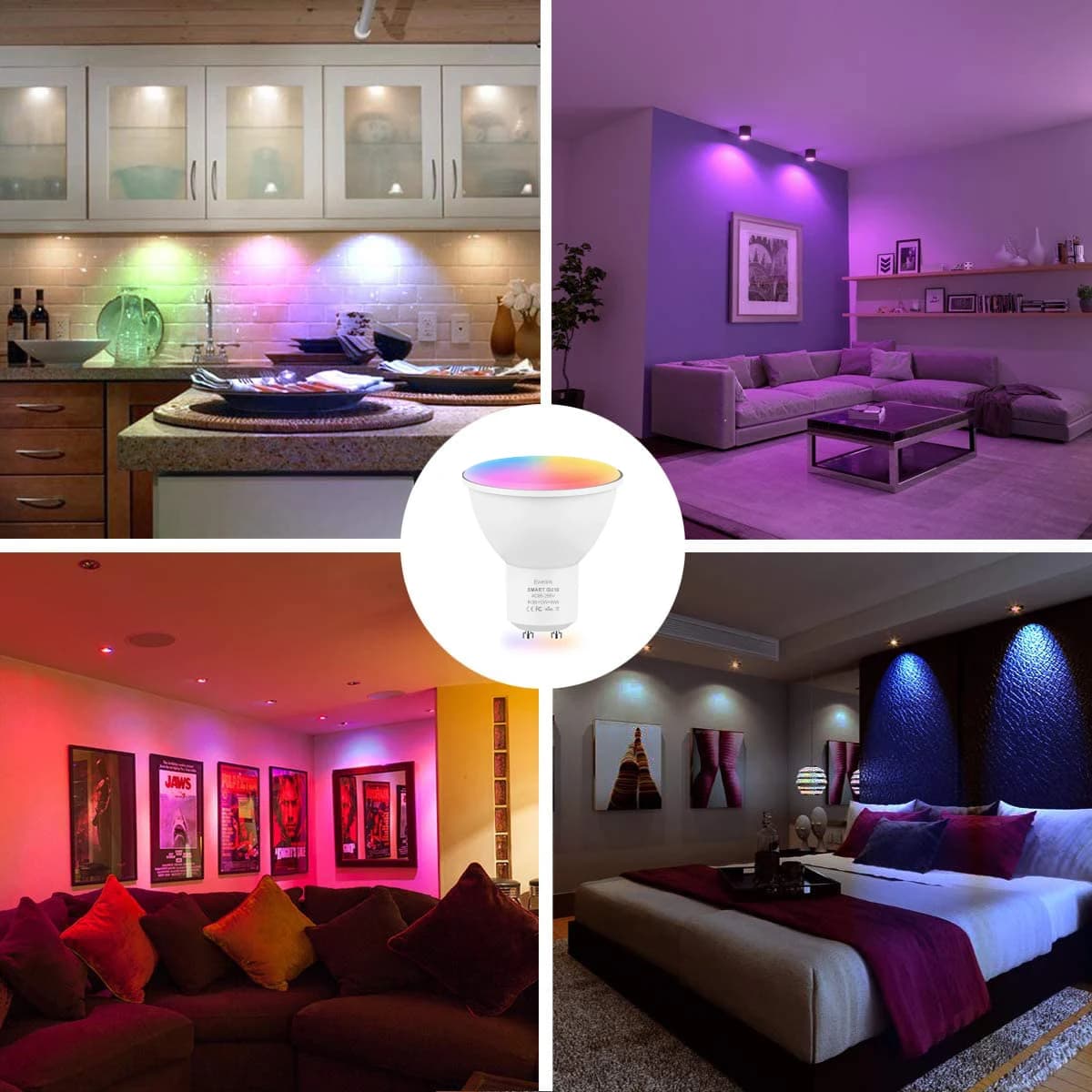 Ampoule LED intelligente WiFi Zigbee, variable, E27, E14, GU10, RGBCW, 2700-6500K, bougie, pour appl