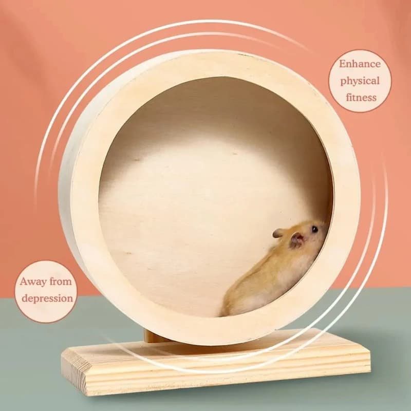 Hamster Running Wheel Golden Bear Mute Wooden Belt Bracket With Cork Pad Roller Sports Golden Bear L