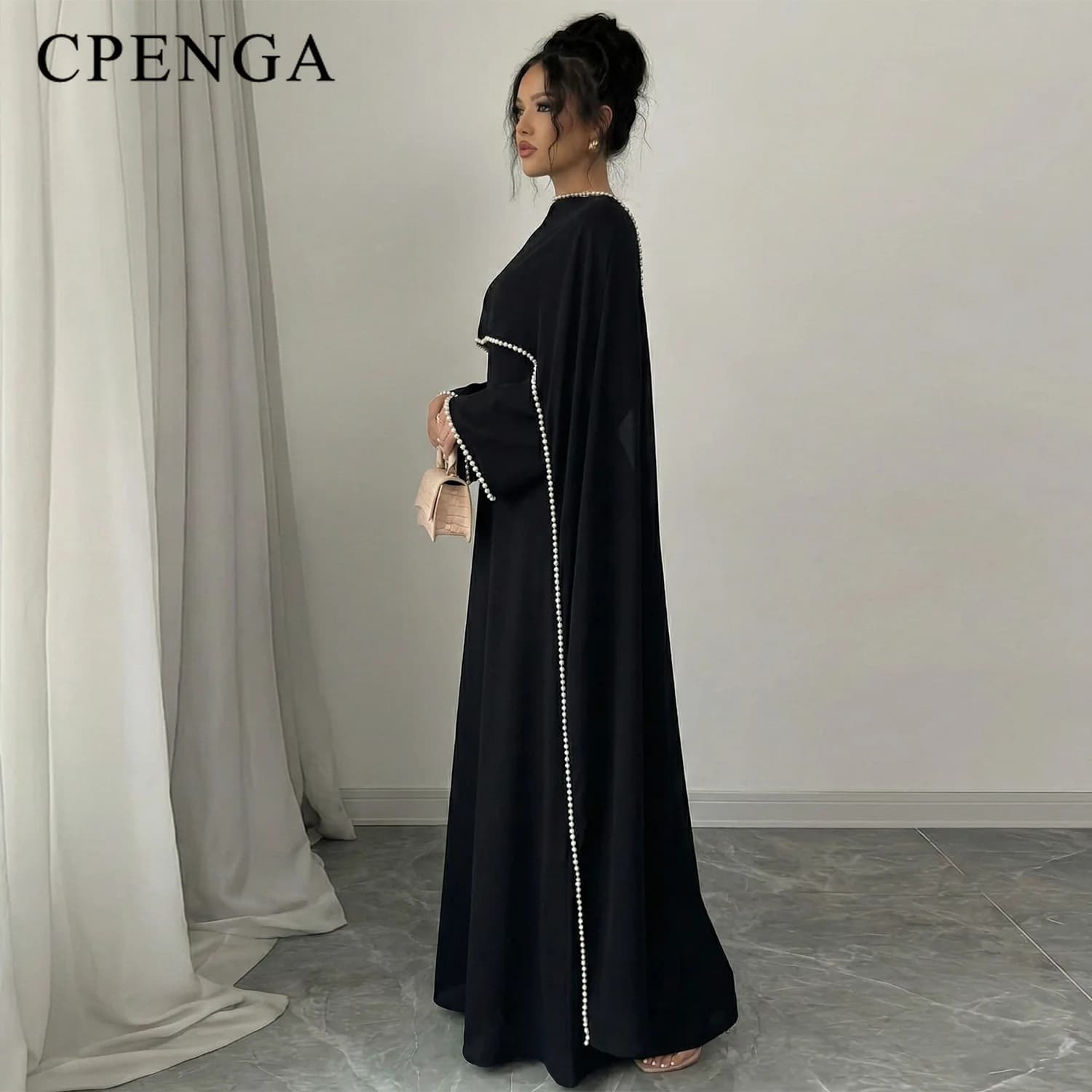 Robe Abaya Modeste pour Femmes Musulmanes du Moyen-Orient avec Châle Amovible, Élégante Robe Simple 