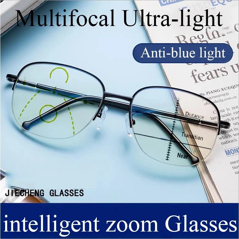 Lunettes de lecture multifocales progressives à zoom intelligent pour hommes et femmes, Anti rayons 
